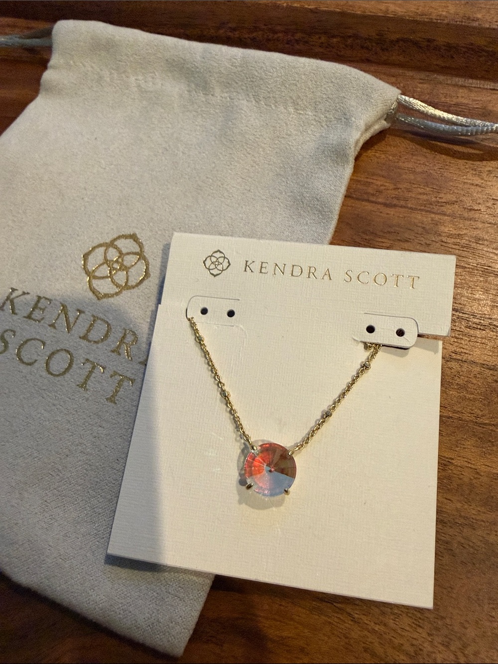 Kendra Scott Jolie Gold Necklace with Iridescent Crystal Pendant